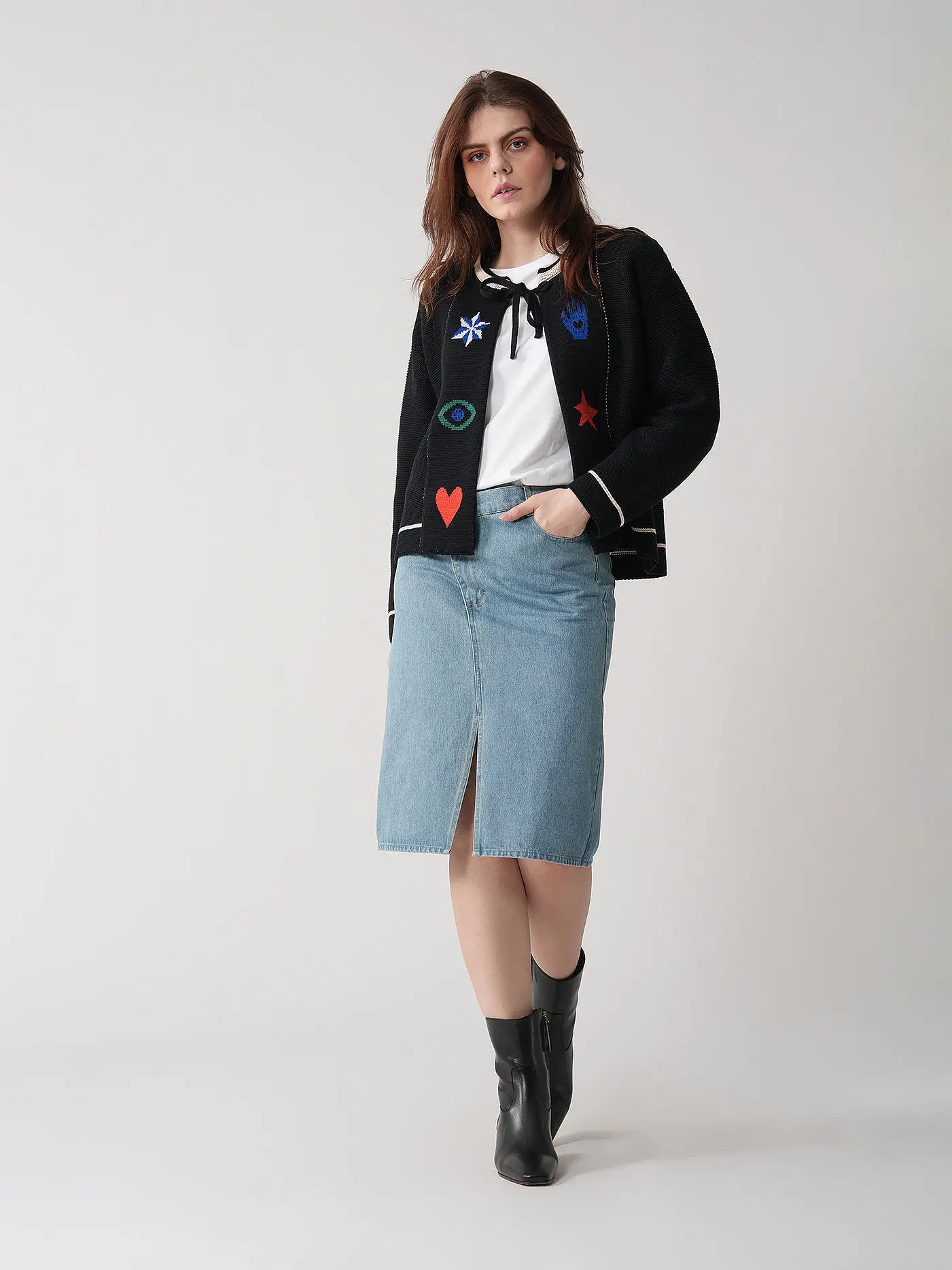 DESIGNERS REMIX | Jeansrock Midi MILES | blau